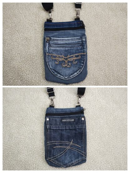 Denim Tasje van een gerecyclede spijkerbroek, met schouderband - Afbeelding 6
