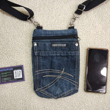 Denim Tasje van een gerecyclede spijkerbroek, met schouderband - Afbeelding 3