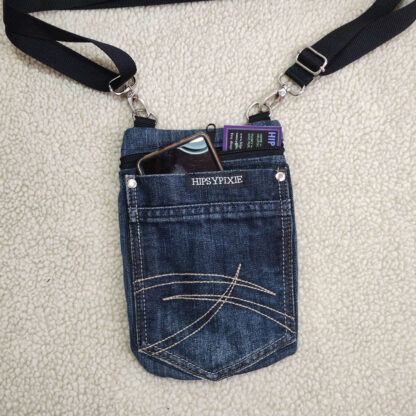 Denim Tasje van een gerecyclede spijkerbroek, met schouderband - Afbeelding 4