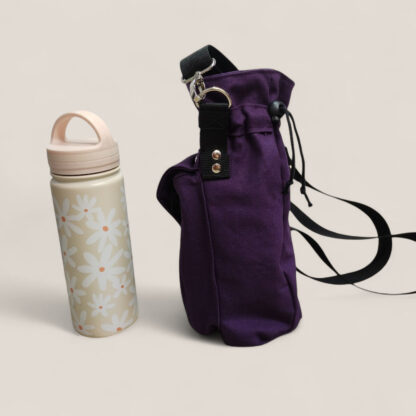 Drinkfles houder van paarse canvas, een tasje voor een waterfles - Afbeelding 2
