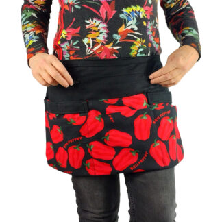 paprika schort voor din de moestuin, rood met zwart